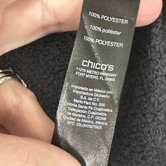 Chicos Travelers Abstract Jacket Chinese Red 2 Large Hook Eye Closure Party NEW - Picture 7 of 11